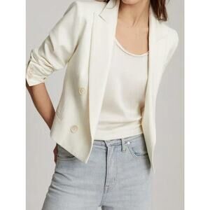 REISS Aleida‎ Cropped Blazer 10 NWT Ivory White Double Breasted Jacket